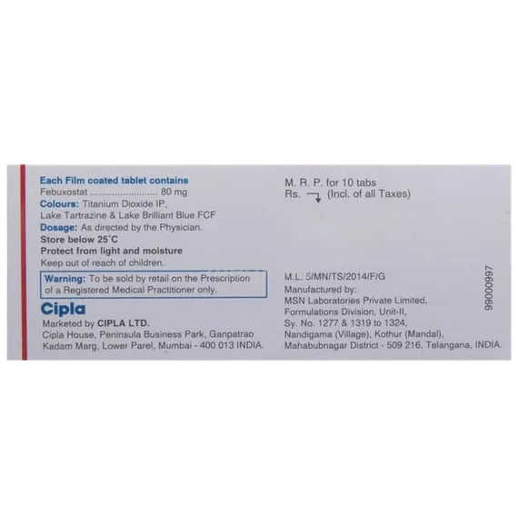 febucip 80mg tablet 10's